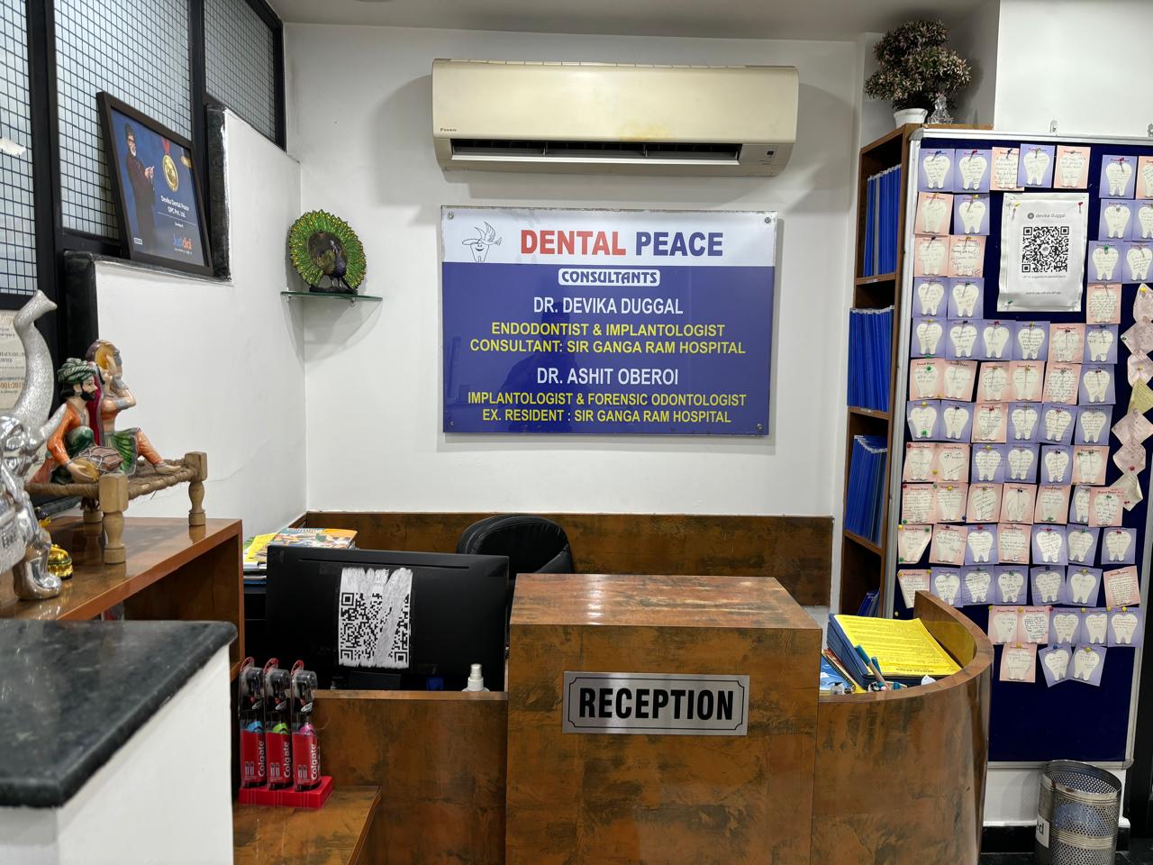 Reception area at Dental Peace clinic.